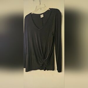 CAbi Black Long Sleeve V-Neck Top